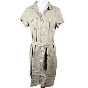 Teddi Rose Womens Olive Green Tencel Lyocell Utility Shirt Dress Small NWT